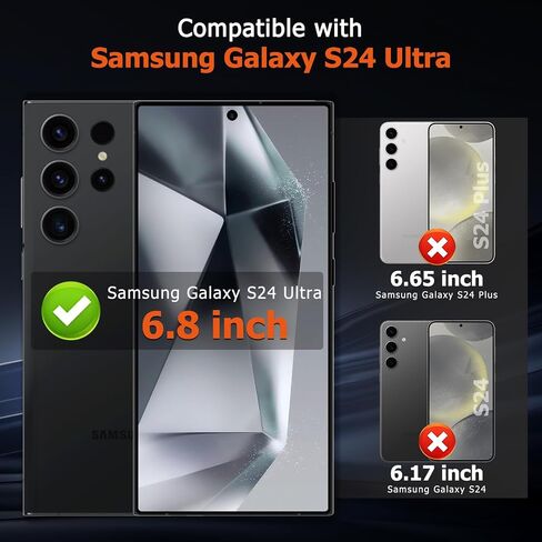 LYWHL 3 Pack for Samsung Galaxy S24 Ultra Tempered Glass Screen Protector with Easy Installation Frame, Sensitive Touch & Fingerprint Unlock, Military Grade Shatterproof Durable Bubble Free in Kuwait