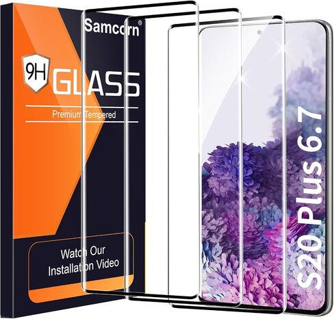 3 Pack Galaxy S20 Plus Screen Protector, HD Clear Tempered Glass, Fingerprint Unlock, 3D Curved, Scratch Resistant, No Bubble for Samsung Galaxy S20 Plus 5G Glass Screen Protector in Kuwait