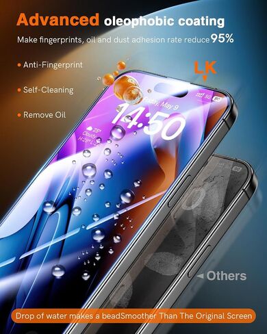 LK 3 Pack for iPhone 15 Pro Screen Protector [Auto-Dusting 0 Bubble] in Kuwait