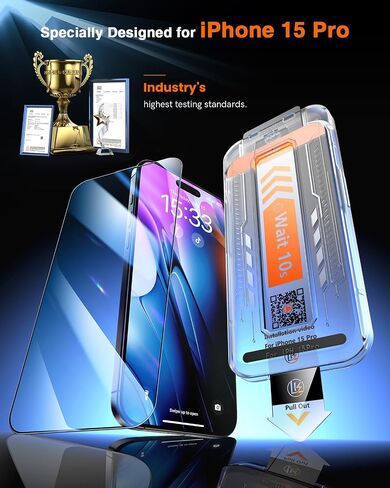 LK 3 Pack for iPhone 15 Pro Screen Protector [Auto-Dusting 0 Bubble] in Kuwait