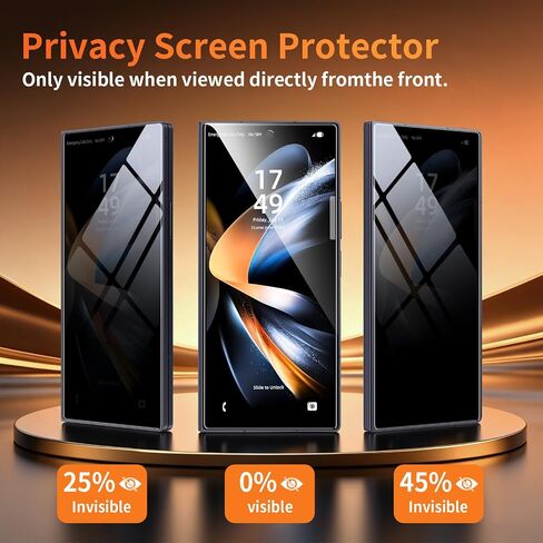 2 Pack for Samsung Galaxy Z Fold 8 Ultra/Z Fold 7 Front Privacy Screen Protector, 9H+ Hardness Tempered Glass Full Edge Coverage, Military-Grade Shatter Protection, HD Clear & Sensitive Touch, Easy Installation in Kuwait