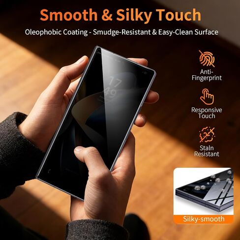 2 Pack for Samsung Galaxy Z Fold 8 Ultra/Z Fold 7 Front Privacy Screen Protector, 9H+ Hardness Tempered Glass Full Edge Coverage, Military-Grade Shatter Protection, HD Clear & Sensitive Touch, Easy Installation in Kuwait