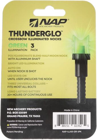 New Archery Products New Archery Products Thunderglo Half Moon Crossbow Led Illuminated Auto Turn-On Arrow Nocks - Green (3 Pack) in Saudi Arabia