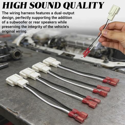 Car Door Speaker Harness Adapter, Audio Bass Speaker Wiring Harness, Stereo Plug Adapter, Subwoofer Wire Modification Cable Conversion Accessories, Compatible with Mitsubishi Subaru (4PCS) in Saudi Arabia