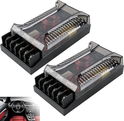 300 Watts 2 Way Crossover, 2Pcs Passive Crossover for Car Audio Tweeter & Speaker, Car Audio Crossover, Universal Heat Dissipation, 2-Way Speaker Frequency Divider in Saudi Arabia