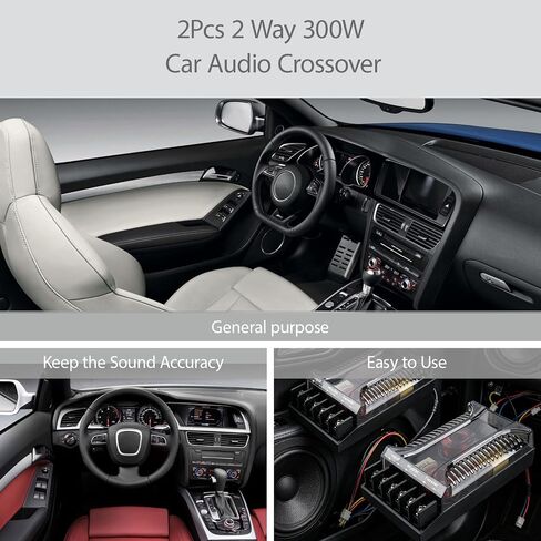 300 Watts 2 Way Crossover, 2Pcs Passive Crossover for Car Audio Tweeter & Speaker, Car Audio Crossover, Universal Heat Dissipation, 2-Way Speaker Frequency Divider in Saudi Arabia