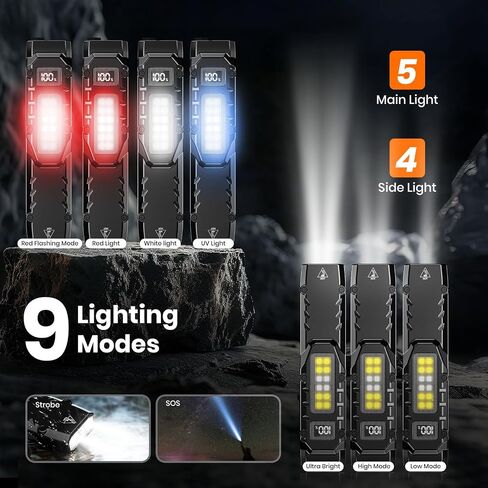 EDC Flat Flashlight Rechargeable - 1100 Lumens LED Flash Light with 9 Modes in Kuwait