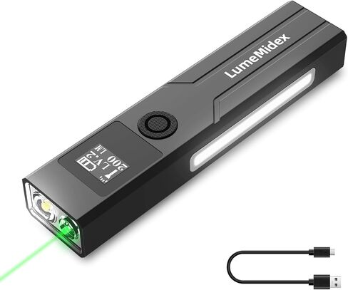 EDC Flashlight Flat Rechargeable Portable Pocket Flash Lights with Screen 1200 High Lumens Bright White LED Green Beam, USB-C Magnetic Waterproof for Home, Work, Hiking, Camping, Ourdoors, Emergencies in Kuwait