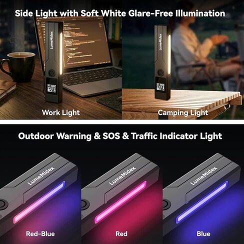 EDC Flashlight Flat Rechargeable Portable Pocket Flash Lights with Screen 1200 High Lumens Bright White LED Green Beam, USB-C Magnetic Waterproof for Home, Work, Hiking, Camping, Ourdoors, Emergencies in Kuwait
