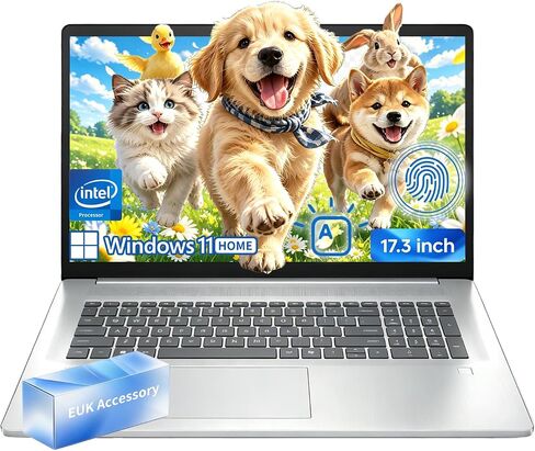 HP 17 Laptop, 17.3'' HD+ Display, Intel Multi-Core Processors, 32GB RAM, 1TB SSD+128GB SSD, Backlit Keyboard, Fingerprint Reader, Windows 11 Home, EUK Accessory, Winter Lavender (Renewed) in Kuwait
