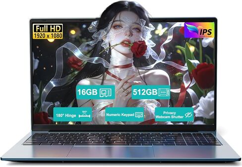 15.6 Student-Laptop, AMD Ryzen 5 (Beat i5-1135G7), 16GB RAM 512GB SSD, Radeon Vega 8 Graphics 1080P Display, 65W Fast Charging, USB3 & Type-C, 2.0MP Camera,Win 11 Notebook for Business Study Daily Use in Saudi Arabia