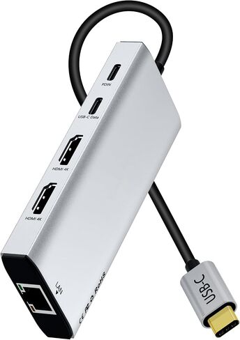 USB C Hub Dongle,10 in 1 Laptop Docking Station Dual 4K@60Hz HDMI Monitor,100W PD,Gigabit Ethernet,Card Reader,USB3.0 Type-C Multiport Adapter for MacBook Pro IPad,Dell,HP,Surface,Steam Deck Dock in Kuwait