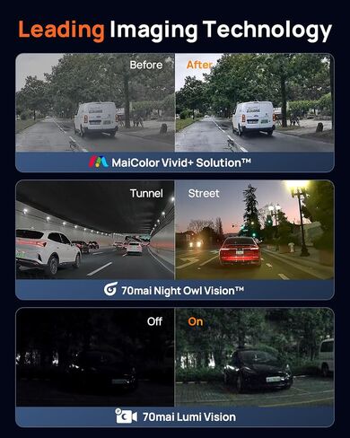 70mai 4K Dash Cam Front and Rear for Cars, STARVIS 2 IMX678 Super Night Vision & F1.7 Aperture, Dual HDR, Support 4G LTE & 5GHz Wi-Fi, Built-in 128GB eMMC, GPS, Voice Control, Parking Monitor (M800) in Kuwait
