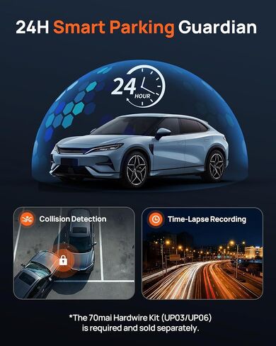 70mai 4K Dash Cam Front and Rear for Cars, STARVIS 2 IMX678 Super Night Vision & F1.7 Aperture, Dual HDR, Support 4G LTE & 5GHz Wi-Fi, Built-in 128GB eMMC, GPS, Voice Control, Parking Monitor (M800) in Kuwait