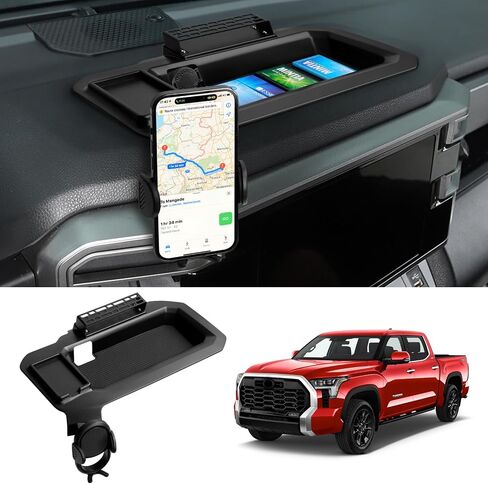 Mixsuper Liner Dash Tray Phone Mount for Toyota Tundra 2022-2025 2026 / Sequoia 2023-2025 2026, Center Console Table Storage Tray Dashboard Phone Holder Cradle for Toyota Tundra Accessories in Kuwait