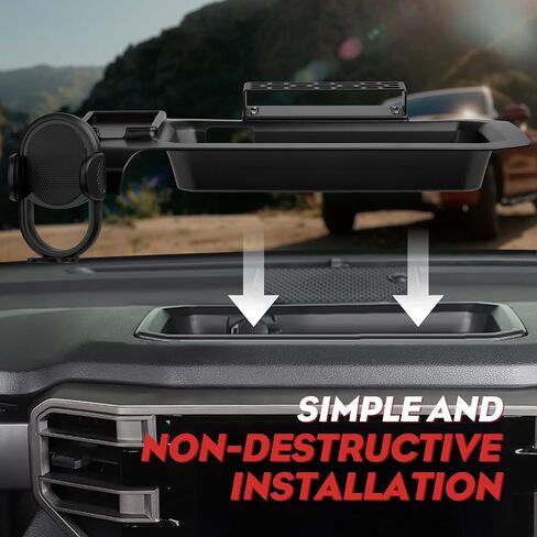 Mixsuper Liner Dash Tray Phone Mount for Toyota Tundra 2022-2025 2026 / Sequoia 2023-2025 2026, Center Console Table Storage Tray Dashboard Phone Holder Cradle for Toyota Tundra Accessories in Kuwait