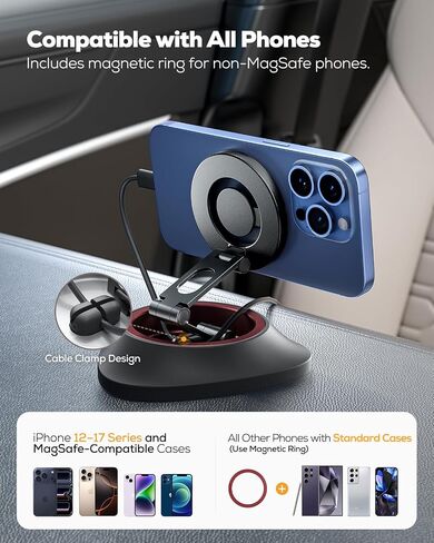 Nulaxy MagSafe Phone Stand for Car Dashboard with Foldable Rotating Base in Kuwait