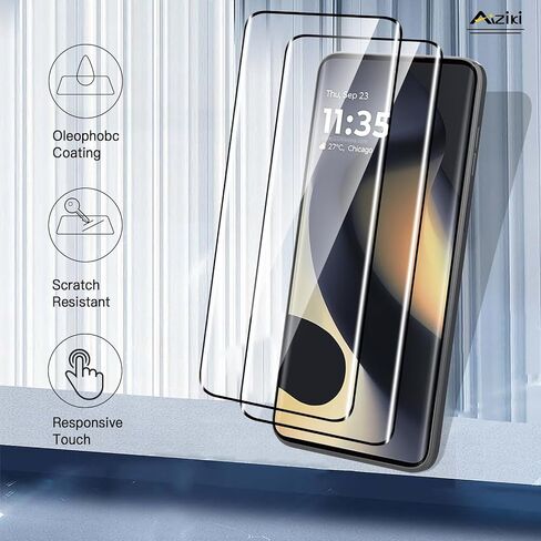 2-Pack Tempered Glass for Moto Edge 2024 Screen Protector, 3D Full Coverage [Case Friendly & Ultra Resistant], Scratch-Proof Bubble Free Film for Motorola Edge 2024, Easy Installation in Kuwait