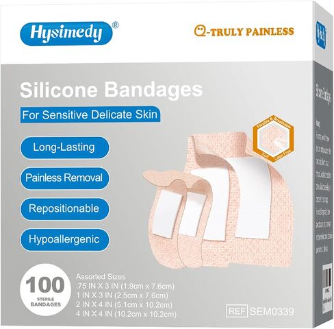 Hysimedy Silicone Bandages for Sensitive Skin Variety Pack Painless Removal in Kuwait