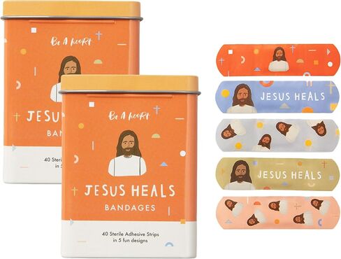 Be A Heart Jesus Heals Bandages for Kids Latex Free (2 Tins, 80ct) in Saudi Arabia