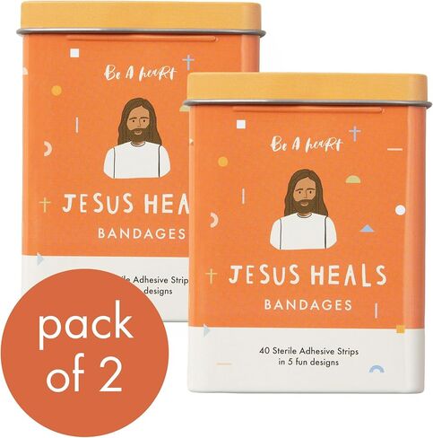 Be A Heart Jesus Heals Bandages for Kids Latex Free (2 Tins, 80ct) in Saudi Arabia