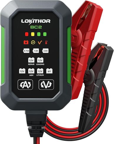 LOKITHOR BC2 6V/12V Car Battery Charger, 2A/1A/750mA Adjustable Currents in Saudi Arabia