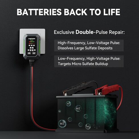 LOKITHOR BC2 6V/12V Car Battery Charger, 2A/1A/750mA Adjustable Currents in Saudi Arabia