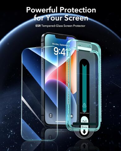 ESR 3 Pack for iPhone 14 Pro Screen Protector, [9H Hardness] [Military Grade Shatterproof] Tempered Glass Film with Flawless Fit Tray in Kuwait