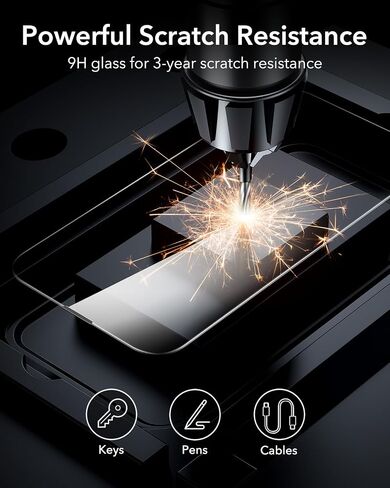 ESR 3 Pack for iPhone 14 Pro Screen Protector, [9H Hardness] [Military Grade Shatterproof] Tempered Glass Film with Flawless Fit Tray in Kuwait