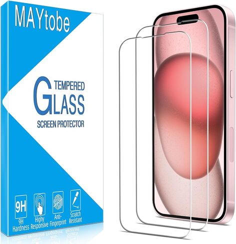 MAYtobe 2 Pack Screen Protector for Apple iPhone 15 6.1-inch Tempered Glass in Saudi Arabia