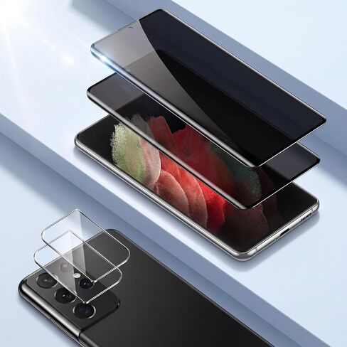 2 Pack for Galaxy S21 Ultra Privacy Screen Protector Tempered Glass 2 Pack Lens Protector,9H Hardness Compatible,28° Anti Spy,3D Curved Edge Easy Install Easy Installation, Bubble-Free, Case Friendly in Kuwait