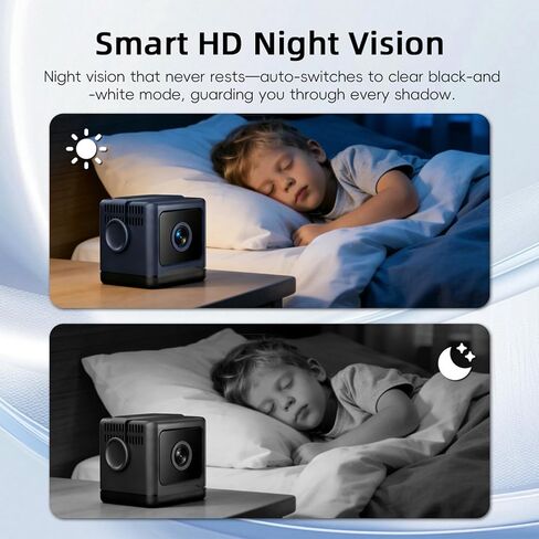 Mini Camera, 4K HD Wi-Fi Indoor Security Camera for Live Streaming via Mobile App, with 3-Day Cloud Storage, Adaptive Standby, Remote Control, Night Vision, and Motion Detection in Kuwait