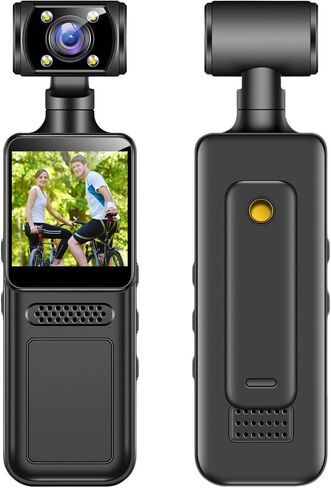 WiFi Vlogging Camera, 4K HD 135 Viewing Angle 180 Rotating Lens Handheld Action Camera with LED Light APP Control for Outdoor Sport Bike Travel in Saudi Arabia