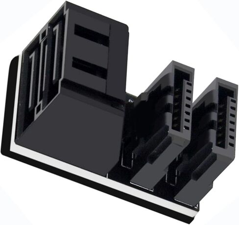90 Degree Dual SATA 7-pin Dual Male and Dual Female Adapter, Black, Dual Port synchronous Direction Switching, EVA Insulation pad in Kuwait