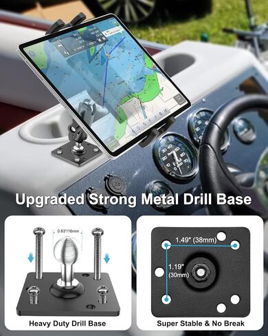 Heavy Duty Tablet Mount for Boat, Aluminum Drill Base Marine Tablet Holder in Kuwait
