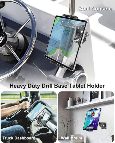 Heavy Duty Tablet Mount for Boat, Aluminum Drill Base Marine Tablet Holder in Kuwait