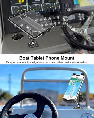 Heavy Duty Tablet Mount for Boat, Aluminum Drill Base Marine Tablet Holder in Kuwait