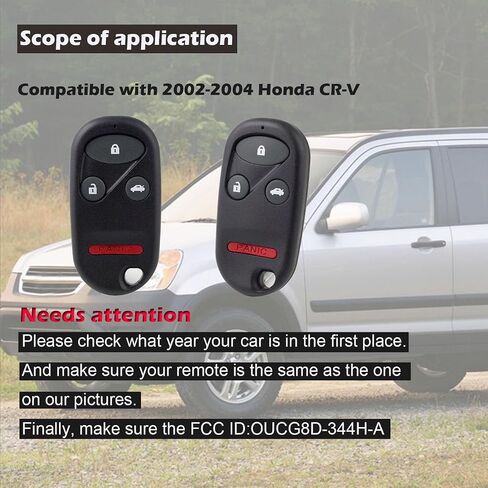 Key Fob Replacement Compatible with for Honda CRV CR-V 2002 2003 2004 Keyless Entry Remote Car Key OUCG8D-344H-A（2pcs） in Saudi Arabia