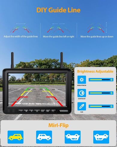 Magnetic Solar Wireless Backup Camera:Plug and Play 7" DVR 1080P Monitor in Saudi Arabia