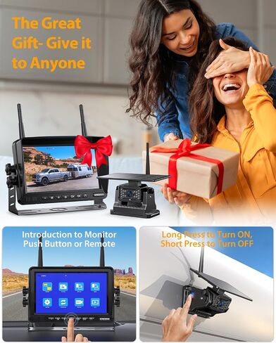 Magnetic Solar Wireless Backup Camera:Plug and Play 7" DVR 1080P Monitor in Saudi Arabia