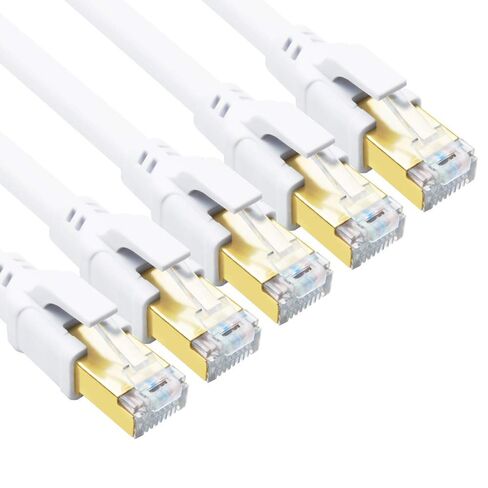 كابل إيثرنت Yauhody CAT 8، 6 أقدام (5 حزم) فائق السرعة 40 جيجابت في الثانية 2000 ميجاهرتز SFTP 26AWG CAT8 كابل شبكة الإنترنت المحلية مع موصل RJ45 مطلي بالذهب للألعاب، جهاز التوجيه، أجهزة المودم، الكمبيوتر الشخصي (6 أقدام/5 حزم/أسود) in Kuwait
