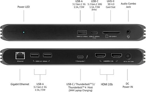 CalDigit USB-C Thunderbolt 4 Dock - Dual HDMI 2.0, 94W Charging, UHS II SD Card Slot, USB A x 3, LAN, 3.5mm Audio for Mac and PC in Kuwait