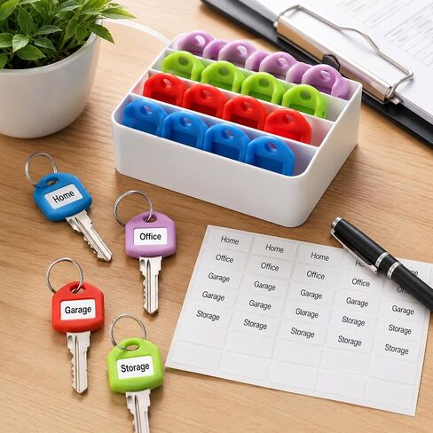 30Pcs Silicone Color Coded Key Covers Elastic Key Identifier Caps with 3 Label Sheets in Saudi Arabia