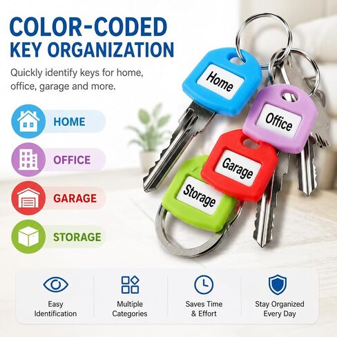 30Pcs Silicone Color Coded Key Covers Elastic Key Identifier Caps with 3 Label Sheets in Saudi Arabia
