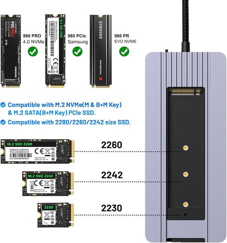 12-in-1 USB-C Hub with 10Gbps M.2 NVMe/SATA SSD Enclosure, Support 4K@60Hz HDMI,100W PD,SD/TF Card Reader,1Gbps RJ45,3 5Gbps USB 3.0,5Gbps USB-C DATA,48kHz Audio Compatible with MacBook Pro/Air/Lenovo in Kuwait