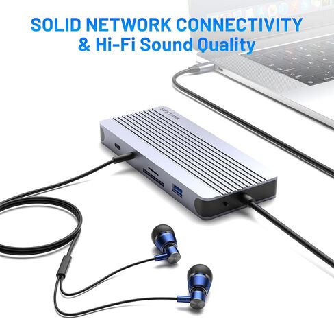 12-in-1 USB-C Hub with 10Gbps M.2 NVMe/SATA SSD Enclosure, Support 4K@60Hz HDMI,100W PD,SD/TF Card Reader,1Gbps RJ45,3 5Gbps USB 3.0,5Gbps USB-C DATA,48kHz Audio Compatible with MacBook Pro/Air/Lenovo in Kuwait