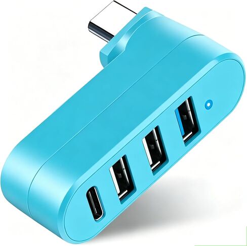 VIENON 4-Port USB C Hub [90°/180° Degree Rotatable], USB C Adapter Splitter with PD-in 5W Port, USB Extender for MacBook, iMac, Surface, and More C Port Laptop(Not for Car)-Blue in Saudi Arabia