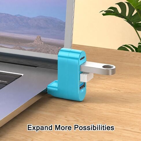 VIENON 4-Port USB C Hub [90°/180° Degree Rotatable], USB C Adapter Splitter with PD-in 5W Port, USB Extender for MacBook, iMac, Surface, and More C Port Laptop(Not for Car)-Blue in Saudi Arabia