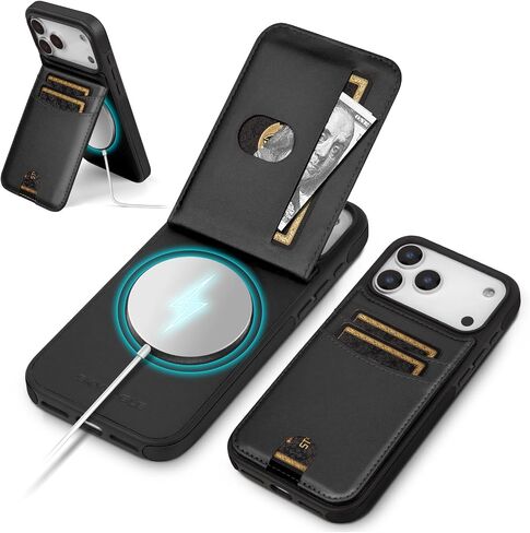 SkyEagle Compatible with Magsafe for iPhone 17 Pro Max Wallet Case Card Holder,Kickstand RFID Blocking Flip Cover Credit Card Slots PU Leather Men Women,Phone Case for Apple 17 ProMax,Black in Saudi Arabia