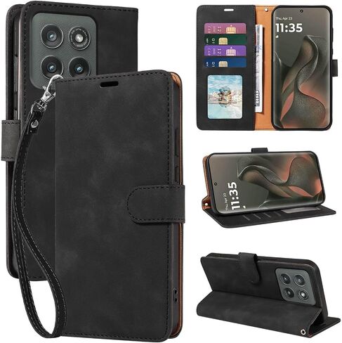 for Motorola Edge 2025 Case Wallet RFID Blocking (Black) in Kuwait